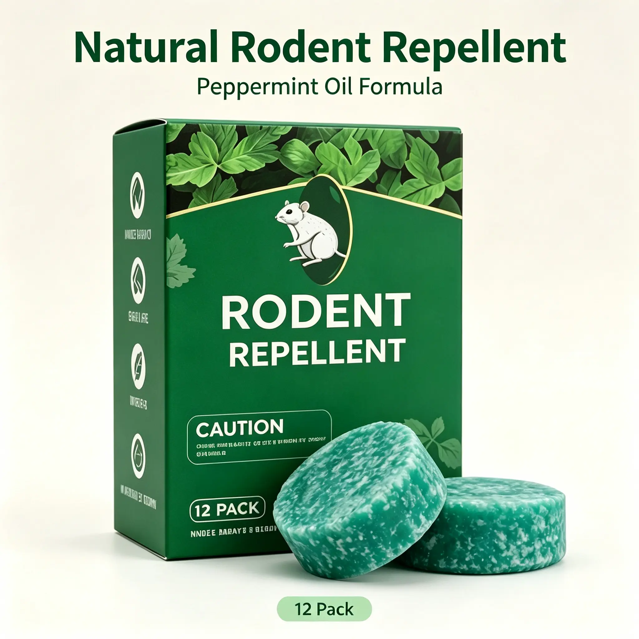 Natural Rodent Repellent Balls, Peppermint Oil Mouse Repellent for Home, 12-Pack Rodent Deterrents for Indoor & Outdoor Use, Keeps Mice Away from Kitchen, Garage, Attic