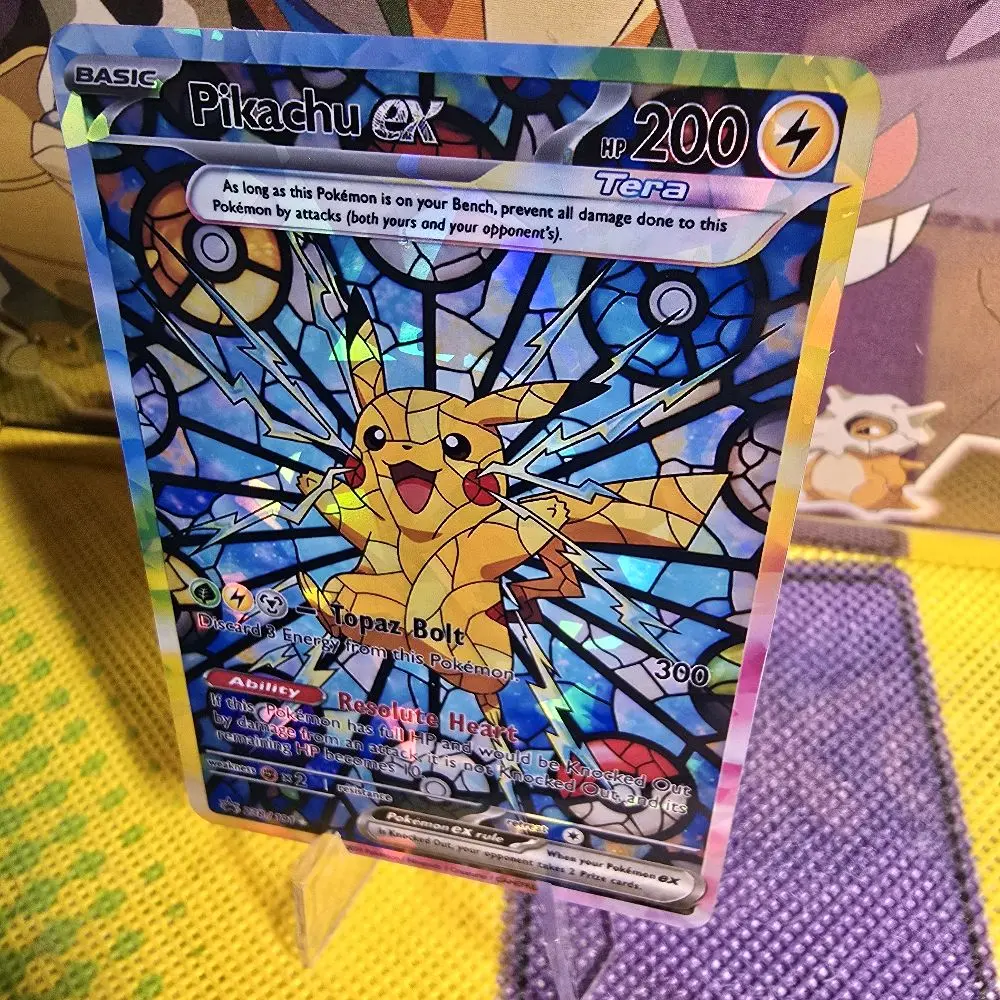 Pikachu EX Stained Glass Custom Card | Bubble Holo / Shattered Glass Holo -  TikTok Shop