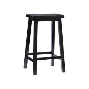 Powell Owen Backless Saddle Barstool Black Company: Hardwood Frame, 29" Fixed Height, Farmhouse Style