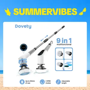 Dovety Electric Spin Scrubber, 8 Replacement Head, 2 Adjustable Speed, Multifunctional Cordless Cleaning Brush, Power Cleaning Brush with Extension Handle,Fast Charge, for Bathroom Shower Tub,  Toilet, Floor, Household Cleaning Supplies #Summervibes