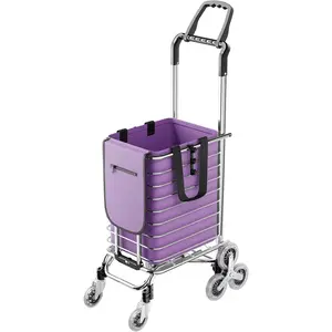 Folding Shopping Cart, Grocery Cart Trolley, Wheeled Grocery for Stairs, Stair Climbing Shopping Trolley, Collapsible Storage Basket with Telescopic Handle