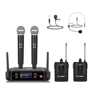 LMBGM D24 UHF Wireless Microphone System, Stable 200ft Signal, HD Sound, Headset Lavalier and Handheld Mics for Teaching Karaoke Outdoor Events