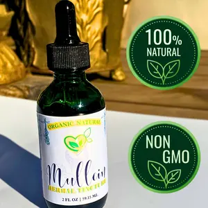 Organic Pure Mullein Leaf Tincture (Verbascum Thapsus) - 2 oz Gluten-Free For Lung Breathing Support Mullein Herbal Drops