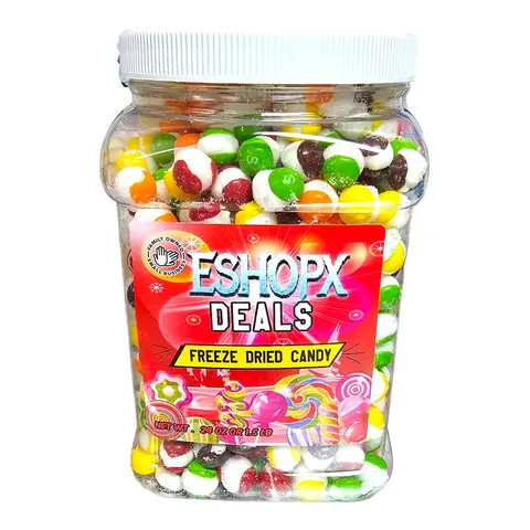 eShopX Crunchy Freeze Dried  Rainbow Candy Original Flavor in 1.5 lb ( 24 oz )  Tub Jar Container Sweet Snack Bonbon Sugar