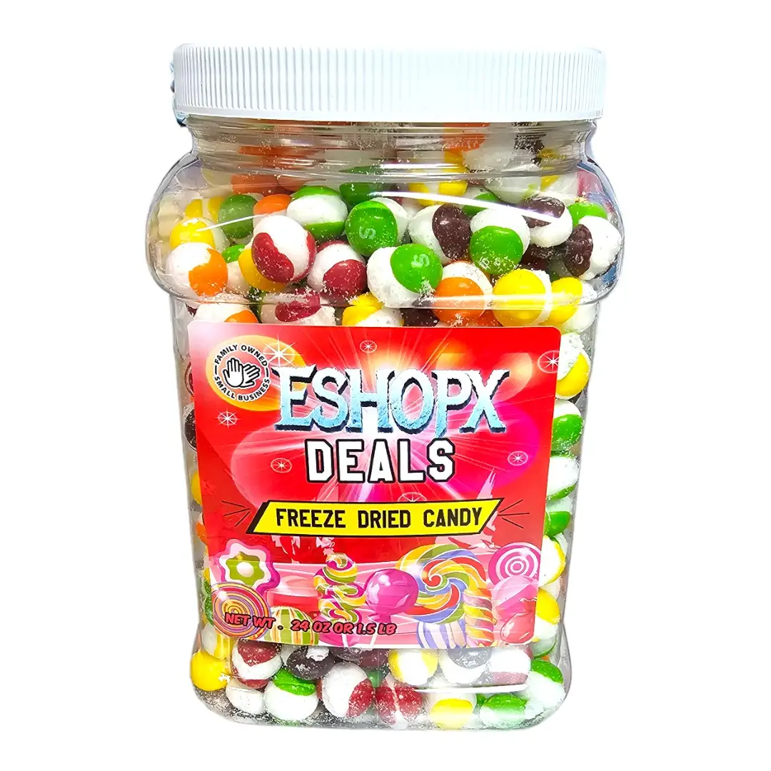 eShopX Crunchy Freeze Dried Rainbow Candy Original Flavor in 1.5 lb ( 24 oz ) Tub Jar Container Sweet Snack Bonbon Sugar