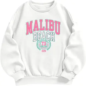 Adorable Preppy Letter Graphic Sweatshirts for Teen Girls Oversized Aesthetic Hoodies Crewneck Long Sleeve Pullover Tops