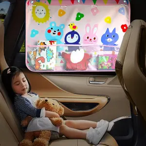 Car Window Shade Blackout Curtain with 3 Storage Pockets Cartoon Pattern Sun Heat UV Rays Protection for Kids Pink 27.5x20 Inches TikTokShopBlackFriday