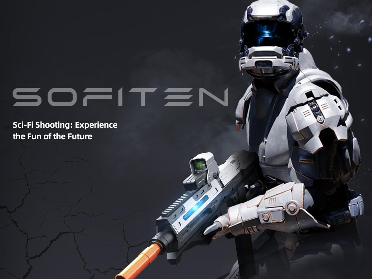 SOFITEN Phasr N, 7.4V Full-Auto High Speed Toy Foam Dart Blaster set with Tactical Vest / 2 style Darts / Scopes / Modular Battery / Extended Magazine(*18) Ideal Toy Gun for nerf guns fans;For boys girls 8+ Gift / outdoorfun/ birthday / valentine gift