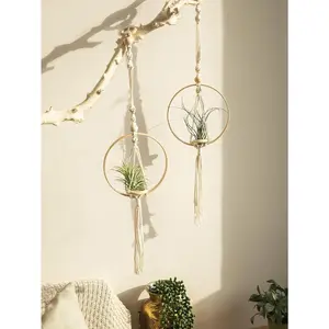 Macrame Air Hanging Planter Flower Pots Boho Home Decor Rope Plant Holder Woven Basket Balcony Garden Bedroom Decorative Gift
