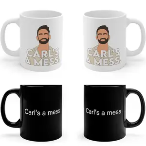 Carl’s a Mess Mug, Funny Bravo TV Insprised Coffee Cup, Summer House Quote Mugs, Meme Cup, Minimalist Kitchenware for Fans, 11oz Tea Cup, 15oz Large White Ceramic Mug, Kitchen Drinkware