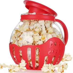 Microwave Glass Popcorn Popper With Silicone Lid Microwave Glass Popcorn Popper With Silicone Lid