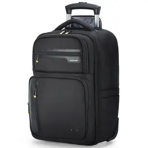 Rolling Backpack - 17 inch Laptop Backpack for Adults with Wheels Flight Approved Water Resistant Carry on Wheeled Backpacks for Travel Trip Business College Commute Black