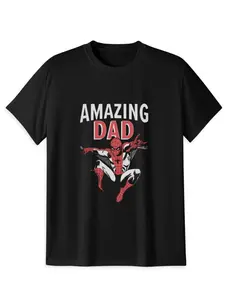 Marvel Mens Amazing Dad T Shirt with Bold Logo Design for Casual Wear Marvel Fan Favorite - Menswear