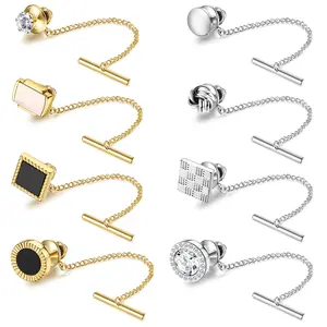 8Pcs/Set Tacks for Men Regular Ties Necktie Plated Pins With Chain for Wedding Business Anniversary,New Year Gifts,Hand Tools Kits