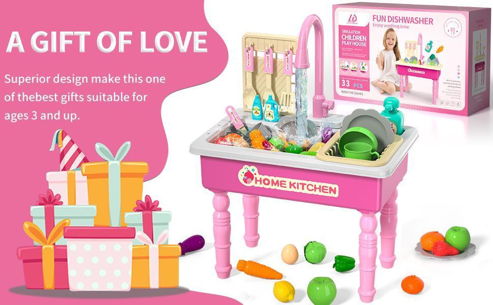 Play Sink with Running Water, Pretend Play Kitchen Sink , Realistic play set learning cookingset Plastic Toy Outdoorfu, Summervibes tiktokshopspringglowup,summervibes outdoorfun