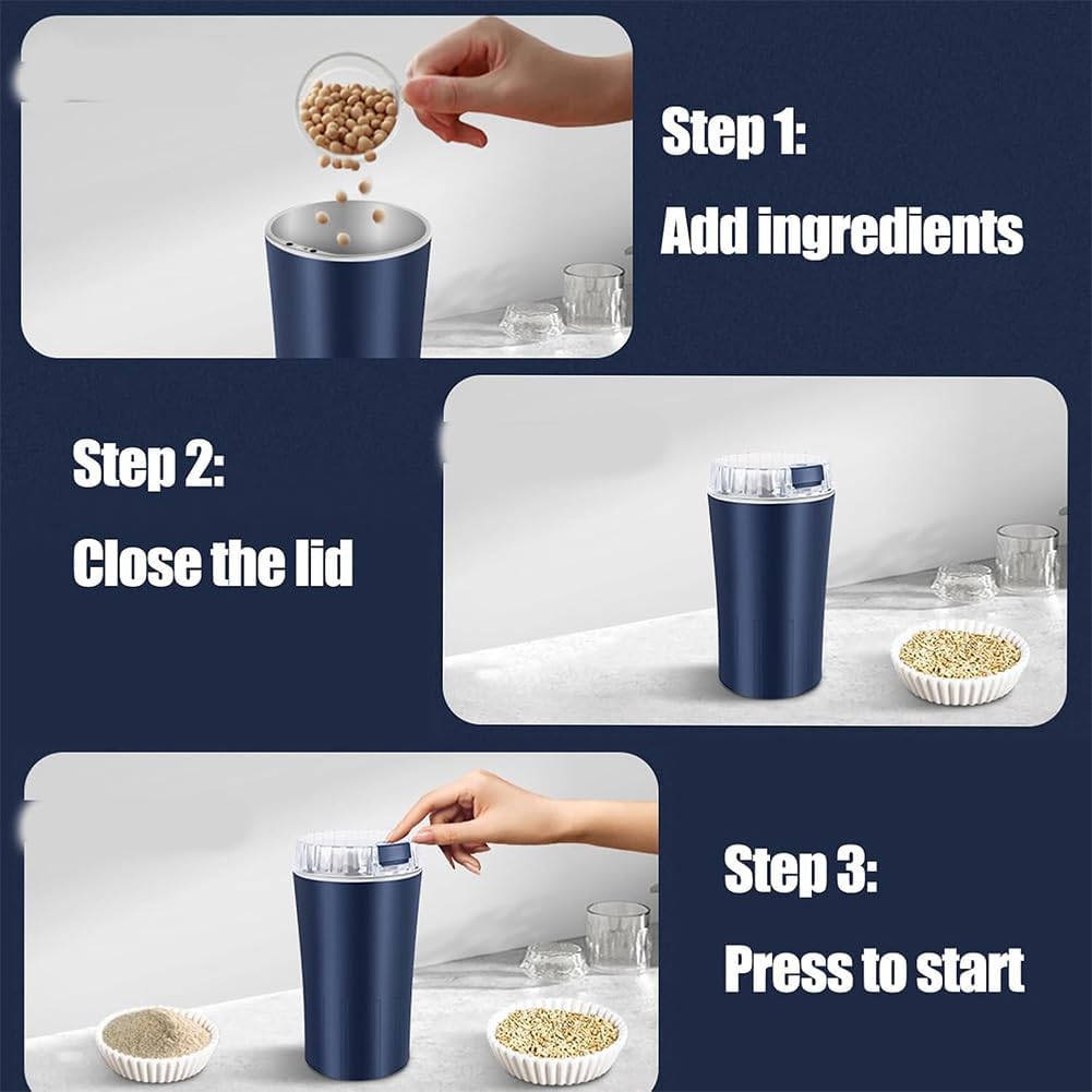 High-speed, powerful household ultrafine grinder; electric grain mill with one-button control; durable food-grade stainless steel; versatile multi-purpose grinder for coffee beans, spices, and herbs