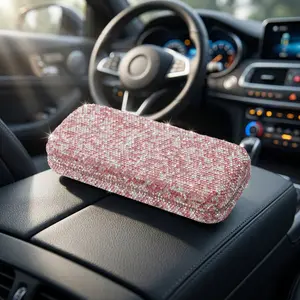 Car Sunglasses Case, Rhinestone Glasses Holder for Auto Storage, Portable Interior Accessory Gift
