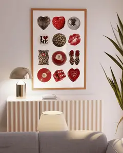 Disco Collage Prints Red Leopard Print Lucky Ball Poster Fashion Prints Girly Dorm Decor
