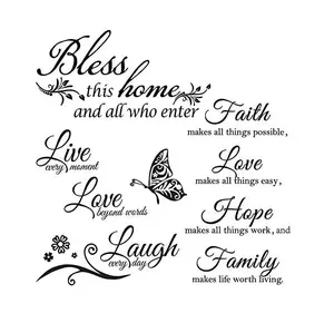 Zonon 3 Sheets Vinyl Wall Quote Stickers Love Faith Hope Family Inspirational Stickers Motivational Wall Decals Bible Verse Inspirational Sayings for Home School Decorations(Classical)