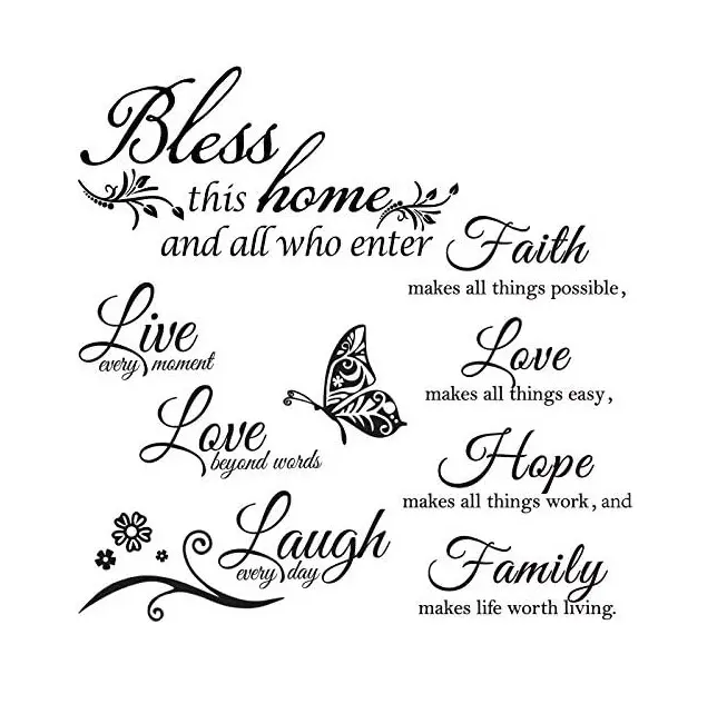 Zonon 3 Sheets Vinyl Wall Quote Stickers Love Faith Hope Family Inspirational Stickers Motivational Wall Decals Bible Verse Inspirational Sayings for Home School Decorations(Classical)