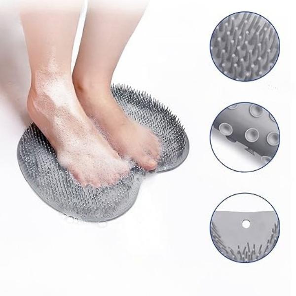 Shower Foot Scrubber Mat Wall Mounted Exfoliating Bath Pad Non Slip Suction Cups Back & Feet Cleaning for Men Women