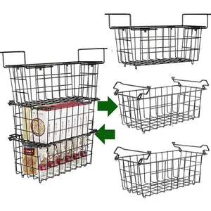 Freezer Baskets for Chest Freezer, Freezer Organizer Bins, 2 Pack Stackable Deep Chest Freezer Organizer & 1 Pack Chest Freezer Organizer for 5-7 Cu.FT Deep Freezer Sort Frozen Food
