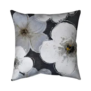 Begin Home Decor  18 x 18 in. Grey Flowers-Double Sided Print Outdoor Pillow Cover