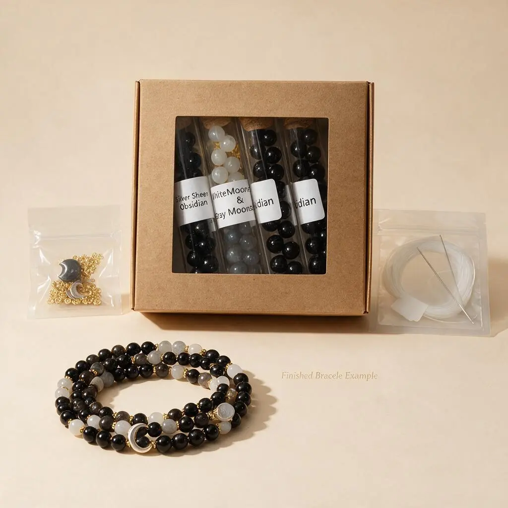 TERRALOOM DIY Beading Bracelet Crafting Kit - Natural Stone Beads, Jewelry Making Supplies, Handmade Gift for Adults