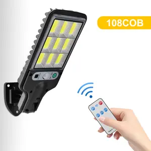 Solar street light, outdoor type, 9-grid, three-mode remote control street light, commercial-grade automatic floodlight from dusk to dawn, with motion sensor, IP67 waterproof, suitable for parking lots and courtyards.