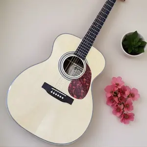Natural Finish 6 String Folk Acoustic Guitar Star Inlay Fretboard