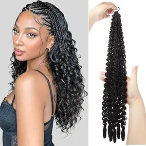 VOSILK Curly Crochet Hair 18inch 50g/30stands/Pack Burmese Curly Knotless Pre-Separated Feather Crochet Lightweight Reusable Hair Extensions for Women Daily Party