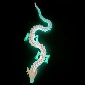 3D Printed Articulated Dragon Figure - 3D Chinese Dragon Model - Colorful Cartoon Fully Poseable Dragon Decor