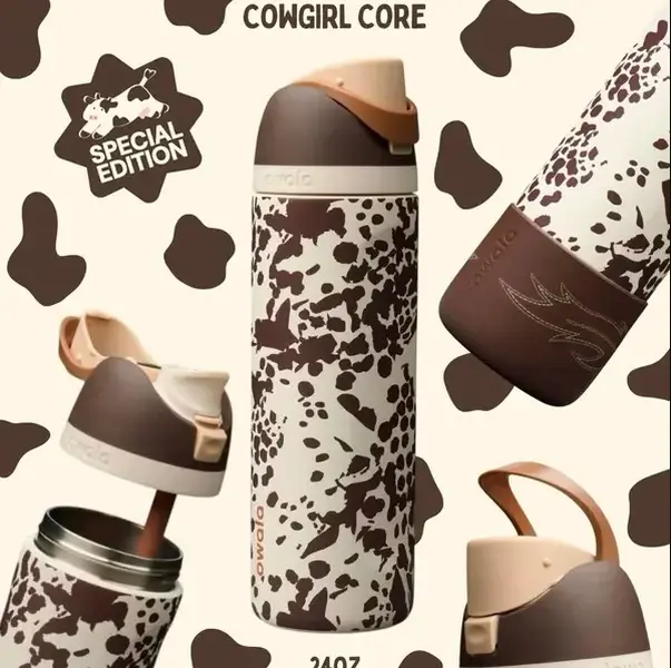 Trending Owala Cowgirl Core 24oz Freesip Water Bottle, 24-hour cold, suitable for daily use, gift for her, special edition