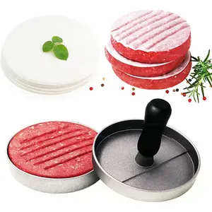 Burger Press 100 Patty Papers Set | Non-Stick Hamburger Mold with Free Wax Patty Paper Sheets | Meat Beef Cheese Veggie Burger Maker for Grill Griddle BBQ Barbecue | BPA Free