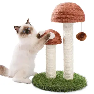 [Limited time deal] Cat Scratching Post, Mushroom Tall Cat Scratcher Featuring with Natural Sisal Scratching Poles  (Brown)