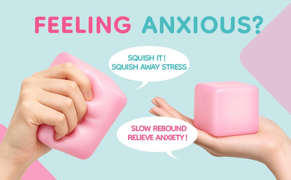 4-Pack Mini Cube Slow Rising Squishy Stress Relief Balls, 2" Hand Squeeze Balls with Thick Filling, High-Density Oddly Satisfying Gadgets for Kids, Classroom Rewards