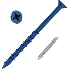 1/4" x 6" Concrete Screw Anchor Blue Flat Head Screws for Anchoring to Masonry, Brick, Block, Cement or Stucco, 30 PCS