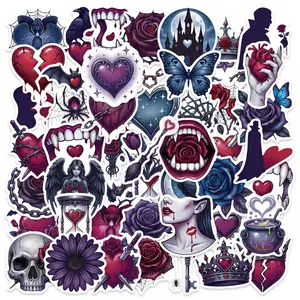 50 Pcs Nordic Gothic Valentine's Day Graffiti Stickers, Perfect for Scrapbooks, Journals, Laptops, Water Bottles, Cars, Positive Message Gifts, Truck Decals, Skull Decal