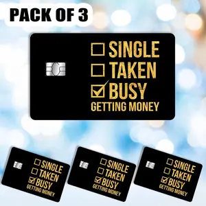 Busy Getting Money Credit Card Skin Sticker, 3 Counts Funny Credit Card Decal, Fashionable Funny Card Skin Cover, Card Sticker, Funny Stickers