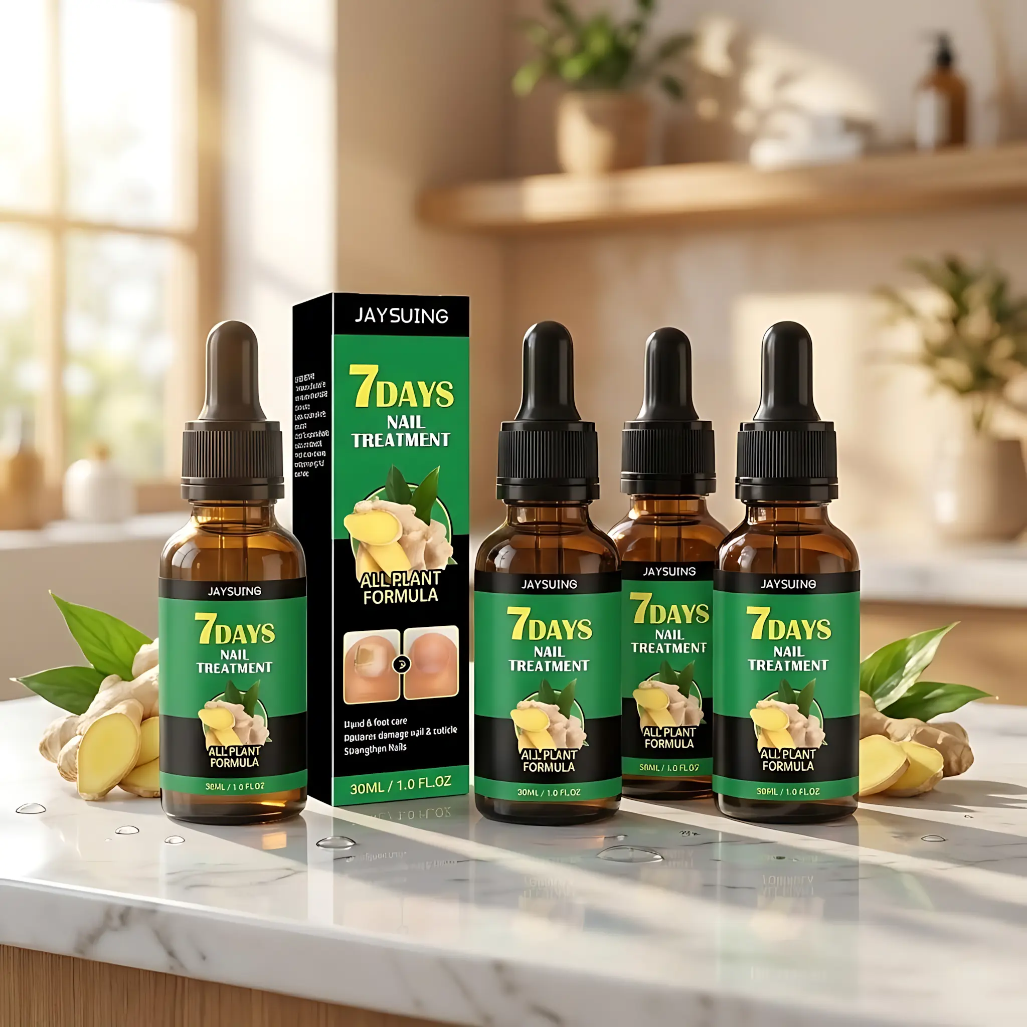 JAYSUING 7-Day Nail Revive Essence - Natural Ginger Plant Formula for Damaged & Brittle Nails, Strengthening Nutrient Oil for Daily Nail Care, 30ml/1.0 fl.oz
