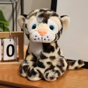 Super Cute Realistic Baby Leopard Plush Toys Soft Fluffy Sitting Little Leopard Doll Delicate Cheetah Toys Office Companion