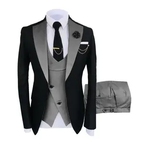 2026 Mens Slim Fit 3-Piece Double Breasted Suit Set Blazer Vest Pants Formal Wedding Business Office Party Tuxedo.