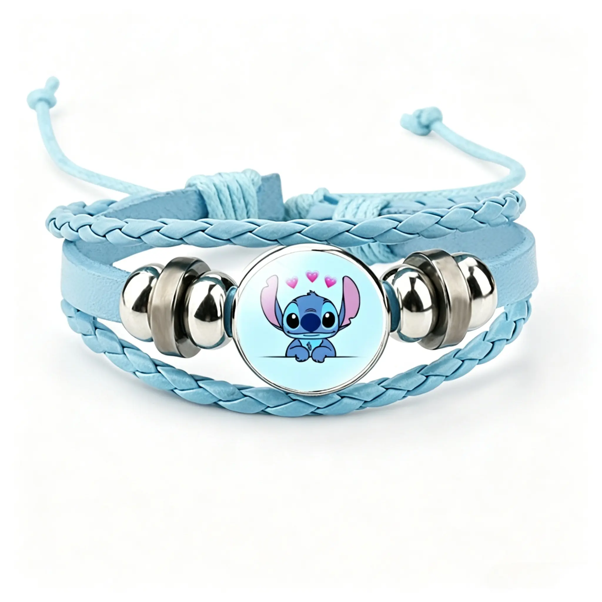 Disney Stitch Multi-Layer Braided Bracelet - Cartoon-Printed Wrist Decor, Dainty Hanging Ornament For Animation Enthusiasts