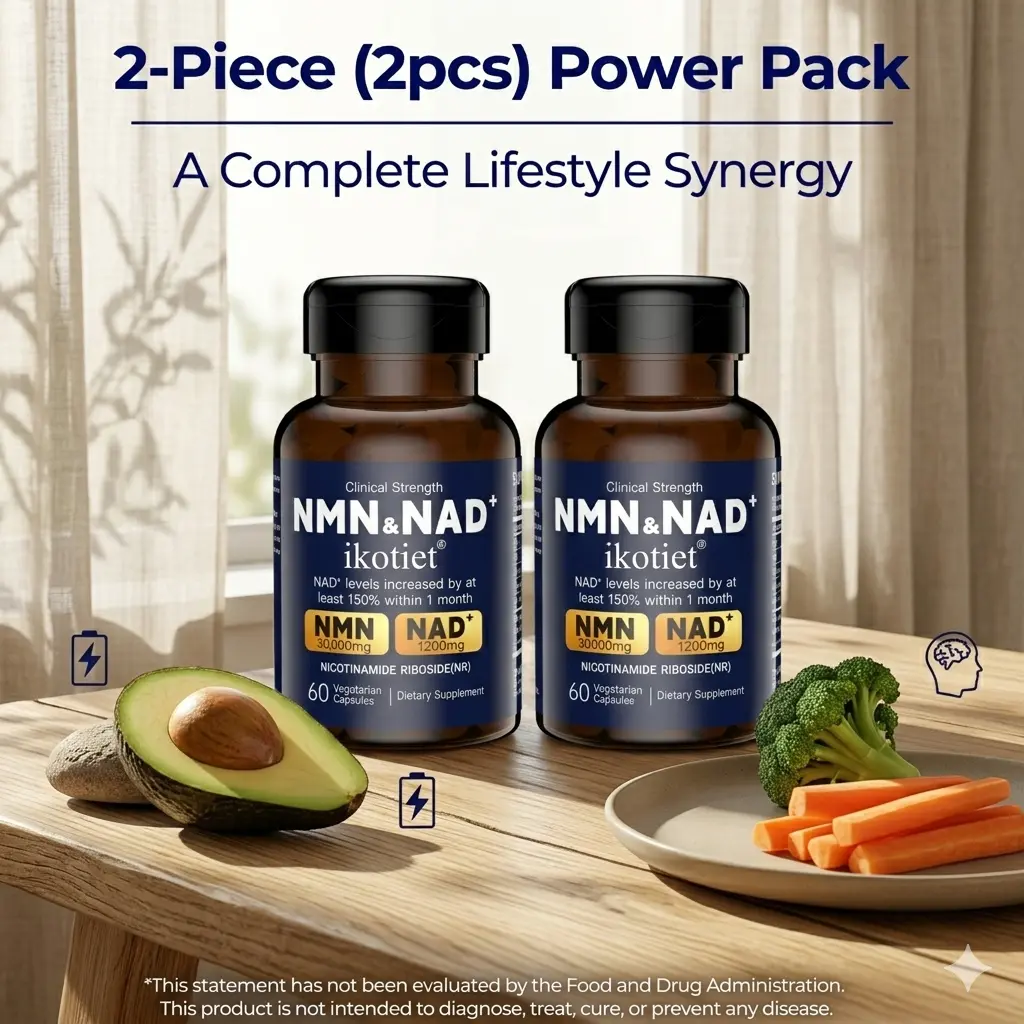 Daily Energy Support! Premium NMN & NAD+ Dietary Supplement with Advanced 4-in-1 Formula . 60 Vegan Capsules. Healthcare Fitness