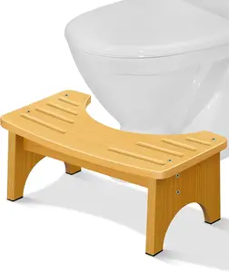 Bamboo Toilet Stool Squat Adult, 6.5 Inch Squatting Potty for Bathroom, Dual Anti-Slip Potty Step Stool for Pooping, Improve Squatting Posture and Comfort for Kids/Adults/Seniors, Wood