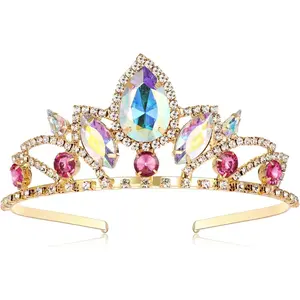Rapunzel Crown Tiara  Party Headband Hollowen Costume Decoration (-AB Rhinestone)