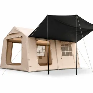 SENLEETO 258 sq ft Insulated Waterproof Inflatable Cabin Pop-Up Tent - Stove Jack, Skylight, Easy Setup for Adult Family Camping