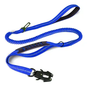 Tactical Dog Swivel Leash for Large Breeds, Thick Handle, No Pull Design, Safety Buckle with Reflective Strips, Retractable Chest Strap