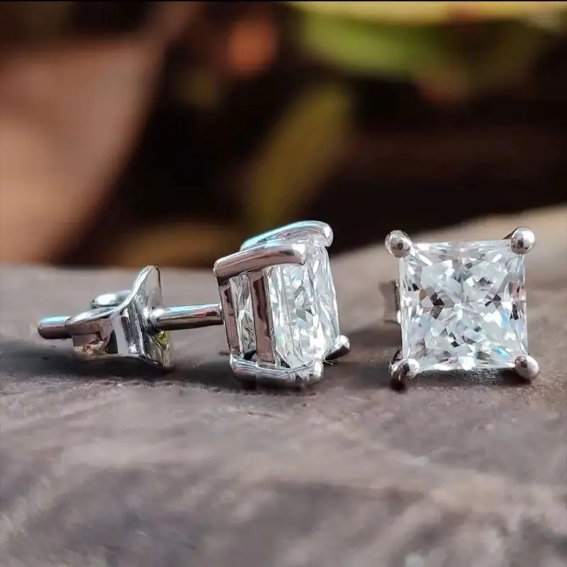 Square Moissanite Earrings 1ct