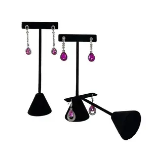 T-shaped velvet/leather earrings display stand Earring Holder for stud earrings jewelry props showrooms, trade shows and display cabinets